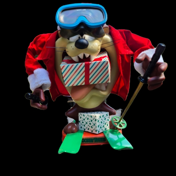 RARE VINTAGE LOONEY TUNES CHRISTMAS SANTA TAZ ANAMATRONIC SKIING 1997 - Picture 4 of 11